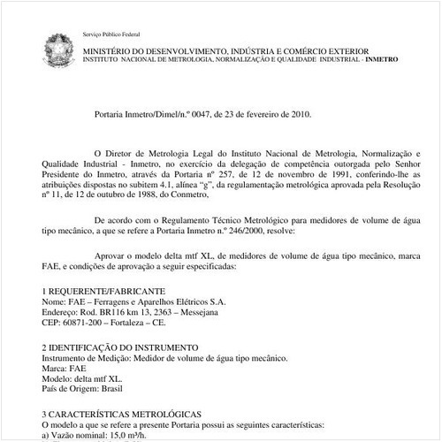 Portaria INMETRO/DIMEL 47:2010 - Situação: Revisto