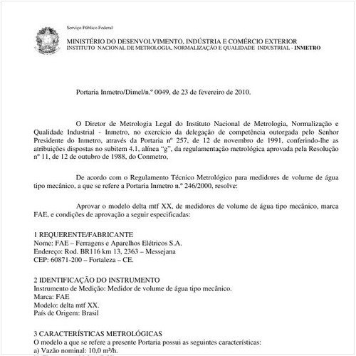 Portaria INMETRO/DIMEL 49:2010 - Situação: Revisto