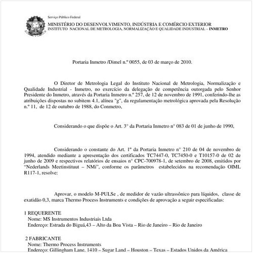 Portaria INMETRO/DIMEL 55:2010 - Situação: Prazo de validade expirado