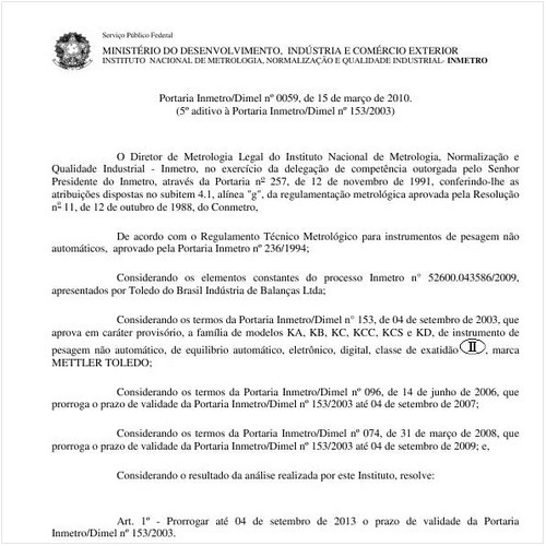 Portaria INMETRO/DIMEL 59:2010 - Situação: Revisto