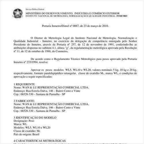 Portaria INMETRO/DIMEL 67:2010 - Situação: Revisto
