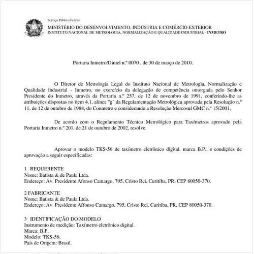 Portaria INMETRO/DIMEL 70:2010 - Situação: Revisto