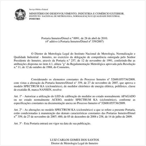 Portaria INMETRO/DIMEL 91:2010 - Situação: Revisto