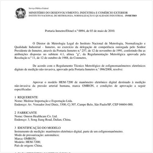 Portaria INMETRO/DIMEL 94:2010 - Situação: Em vigor