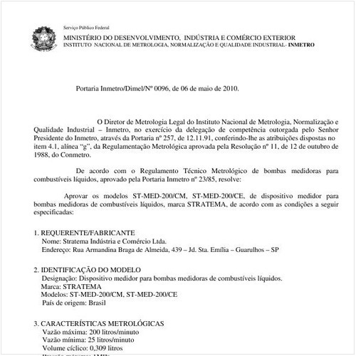 Portaria INMETRO/DIMEL 96:2010 - Situação: Revisto