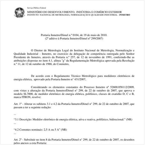 Portaria INMETRO/DIMEL 104:2010 - Situação: Revisto