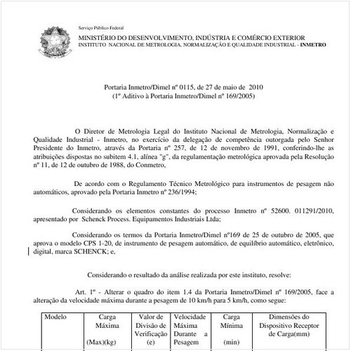 Portaria INMETRO/DIMEL 115:2010 - Situação: Em vigor