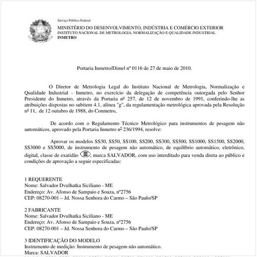 Portaria INMETRO/DIMEL 116:2010 - Situação: Revisto
