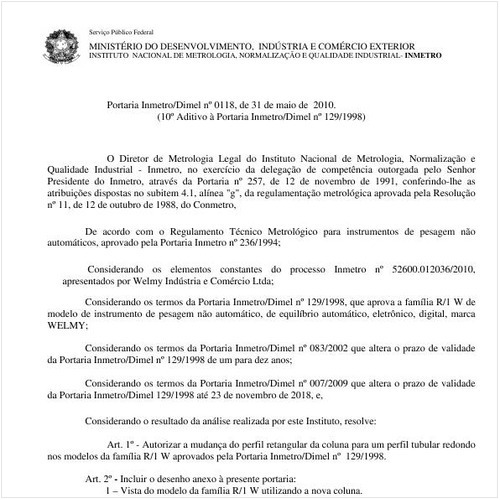 Portaria INMETRO/DIMEL 118:2010 - Situação: Revisto