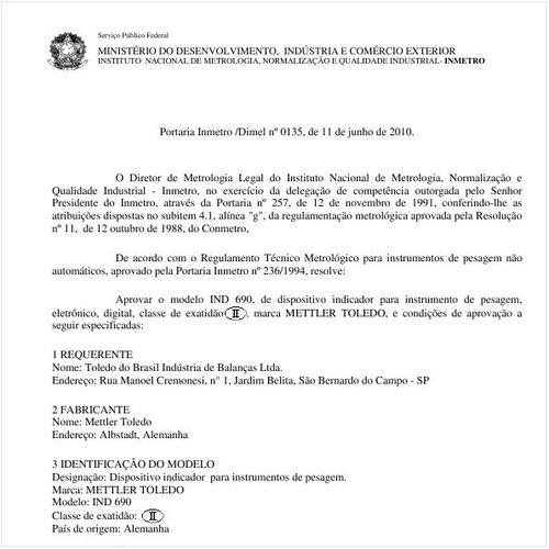 Portaria INMETRO/DIMEL 135:2010 - Situação: Prazo de validade expirado