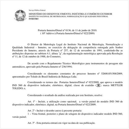 Portaria INMETRO/DIMEL 136:2010 - Situação: Revisto