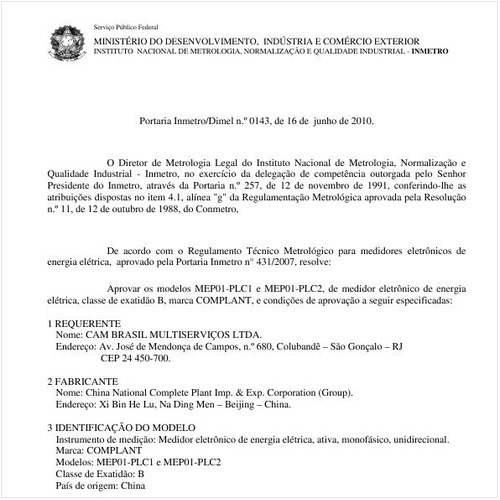 Portaria INMETRO/DIMEL 143:2010 - Situação: Revisto