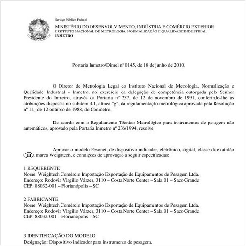 Portaria INMETRO/DIMEL 145:2010 - Situação: Revisto