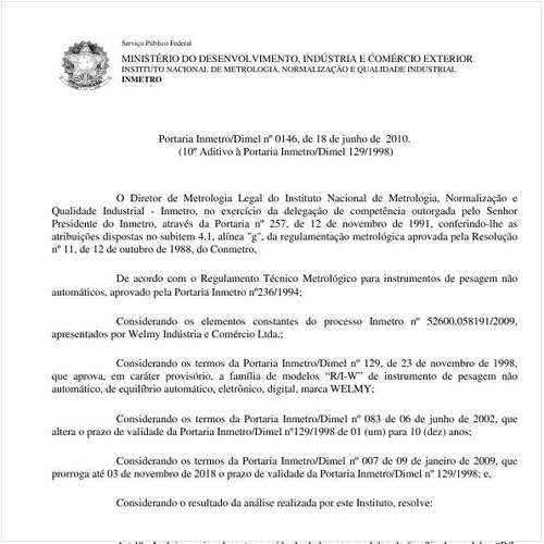 Portaria INMETRO/DIMEL 146:2010 - Situação: Revisto