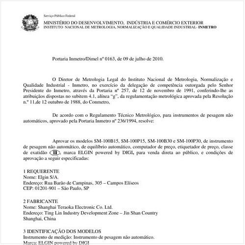 Portaria INMETRO/DIMEL 163:2010 - Situação: Prazo de validade expirado