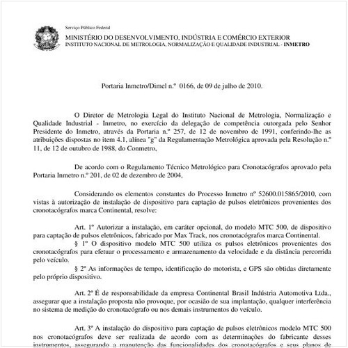 Portaria INMETRO/DIMEL 166:2010 - Situação: Em vigor
