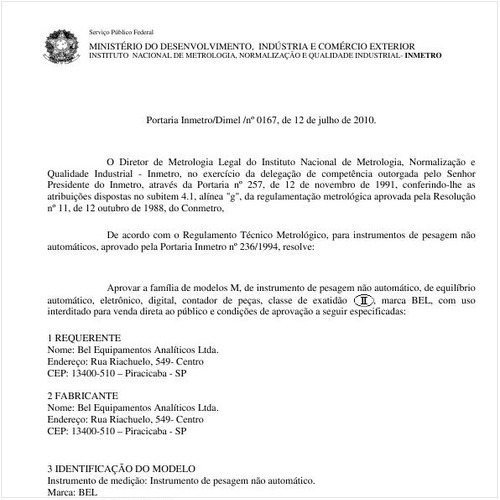 Portaria INMETRO/DIMEL 167:2010 - Situação: Revisto
