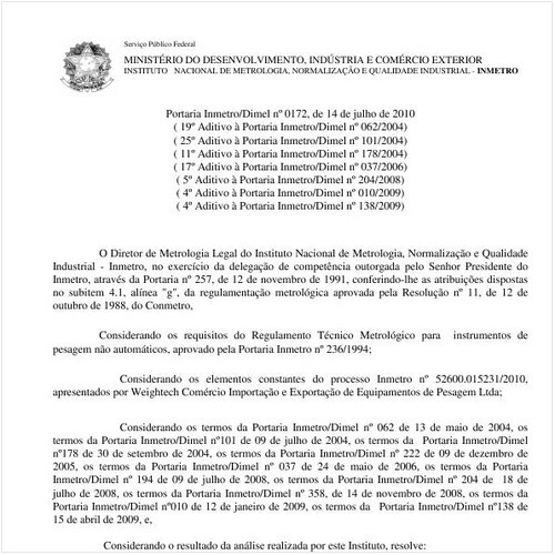 Portaria INMETRO/DIMEL 172:2010 - Situação: Revisto