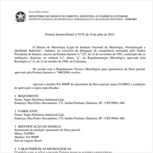 Portaria INMETRO/DIMEL 170:2010 - Situação: Revisto