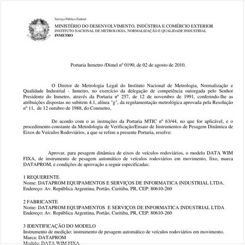 Portaria INMETRO/DIMEL 190:2010 - Situação: Revisto