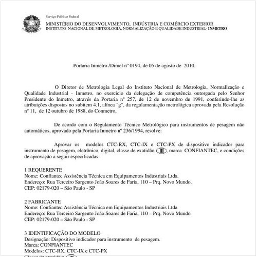 Portaria INMETRO/DIMEL 194:2010 - Situação: Revisto