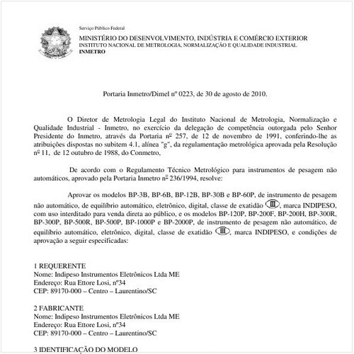 Portaria INMETRO/DIMEL 223:2010 - Situação: Revisto