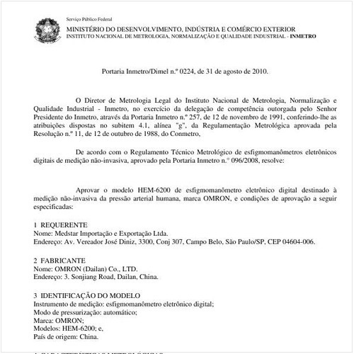 Portaria INMETRO/DIMEL 224:2010 - Situação: Em vigor