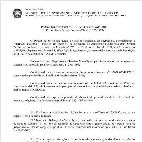 Portaria INMETRO/DIMEL 227:2010 - Situação: Revisto