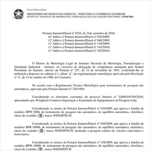 Portaria INMETRO/DIMEL 239:2010 - Situação: Revisto
