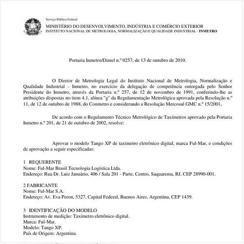 Portaria INMETRO/DIMEL 257:2010 - Situação: Em vigor