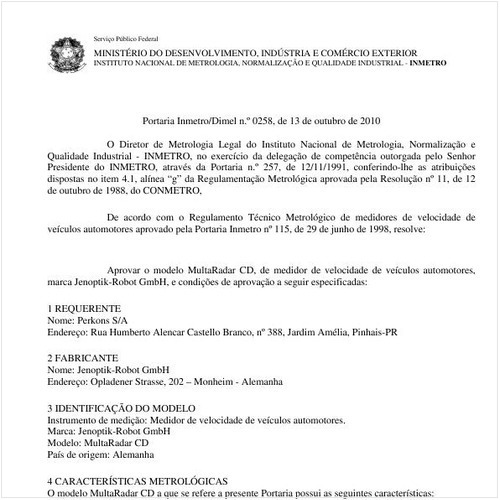 Portaria INMETRO/DIMEL 258:2010 - Situação: Em vigor