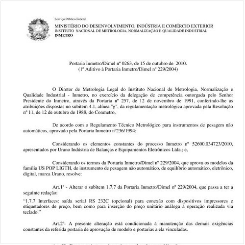 Portaria INMETRO/DIMEL 263:2010 - Situação: Revisto