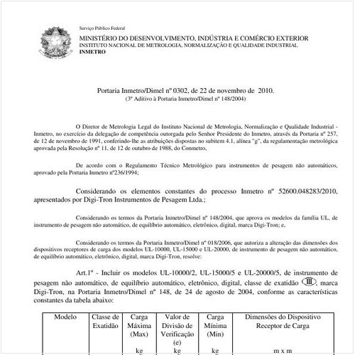 Portaria INMETRO/DIMEL 302:2010 - Situação: Revisto