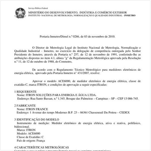 Portaria INMETRO/DIMEL 286:2010 - Situação: Em vigor