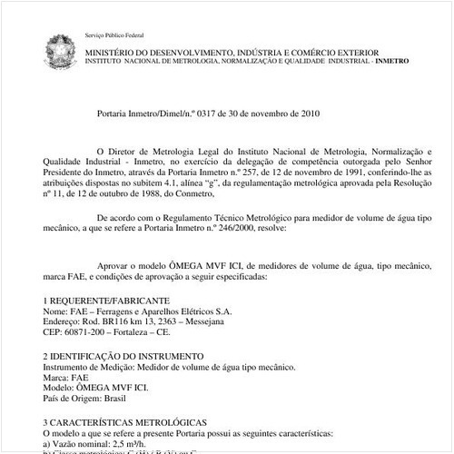 Portaria INMETRO/DIMEL 317:2010 - Situação: Revisto