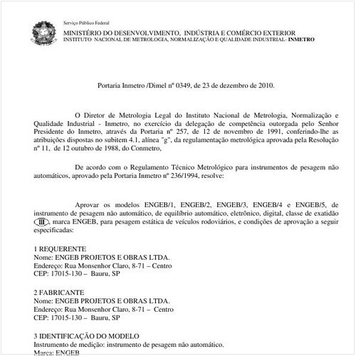 Portaria INMETRO/DIMEL 349:2010 - Situação: Em vigor