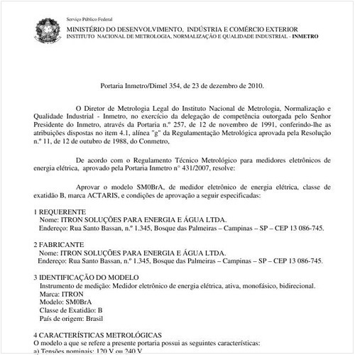Portaria INMETRO/DIMEL 354:2010 - Situação: Revisto