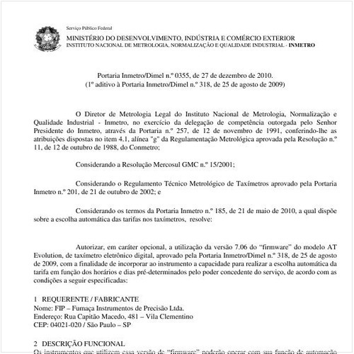 Portaria INMETRO/DIMEL 355:2010 - Situação: Em vigor