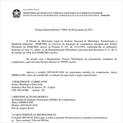 Portaria INMETRO/DIMEL 5:2011 - Situação: Revisto