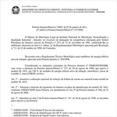 Portaria INMETRO/DIMEL 7:2011 - Situação: Em vigor
