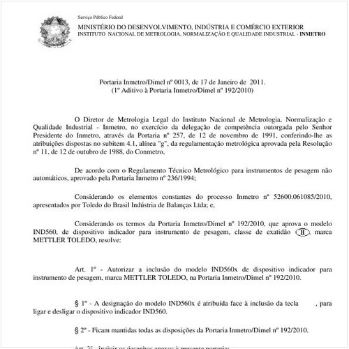 Portaria INMETRO/DIMEL 13:2011 - Situação: Revisto