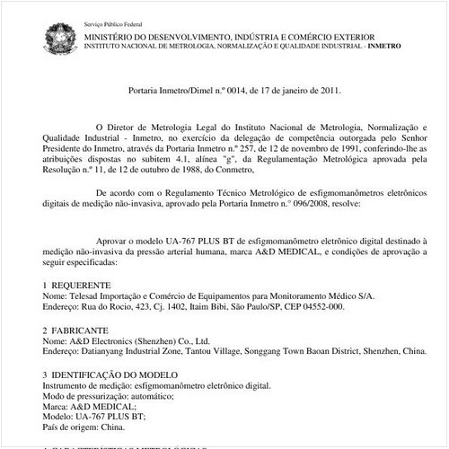 Portaria INMETRO/DIMEL 14:2011 - Situação: Em vigor