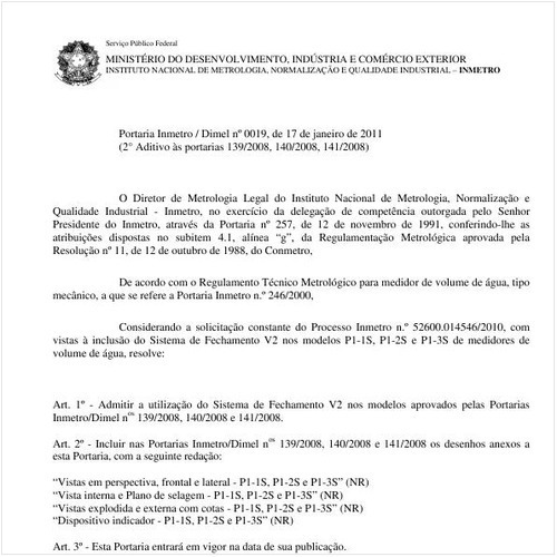 Portaria INMETRO/DIMEL 19:2011 - Situação: Em vigor