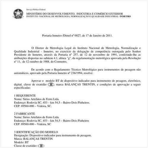 Portaria INMETRO/DIMEL 27:2011 - Situação: Revisto