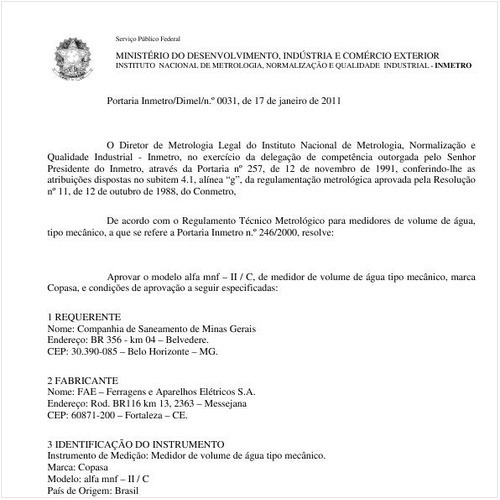 Portaria INMETRO/DIMEL 31:2011 - Situação: Em vigor