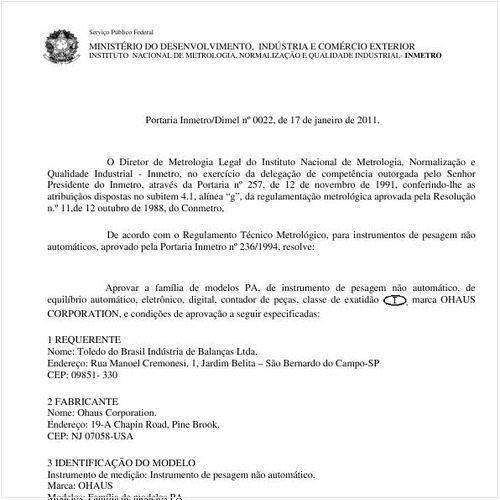 Portaria INMETRO/DIMEL 22:2011 - Situação: Revisto