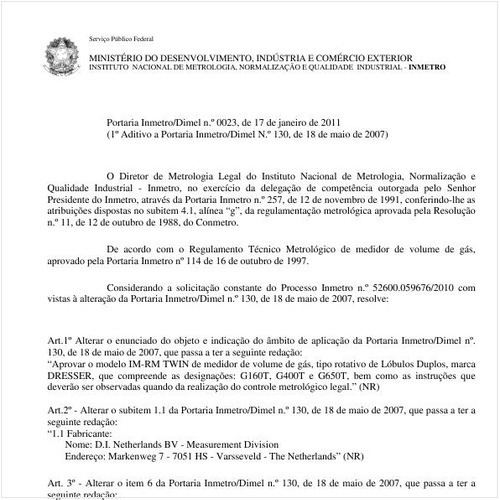 Portaria INMETRO/DIMEL 23:2011 - Situação: Em vigor