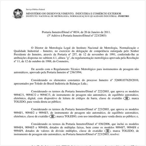 Portaria INMETRO/DIMEL 34:2011 - Situação: Revisto