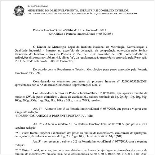 Portaria INMETRO/DIMEL 44:2011 - Situação: Em vigor