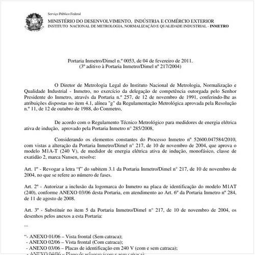 Portaria INMETRO/DIMEL 53:2011 - Situação: Em vigor